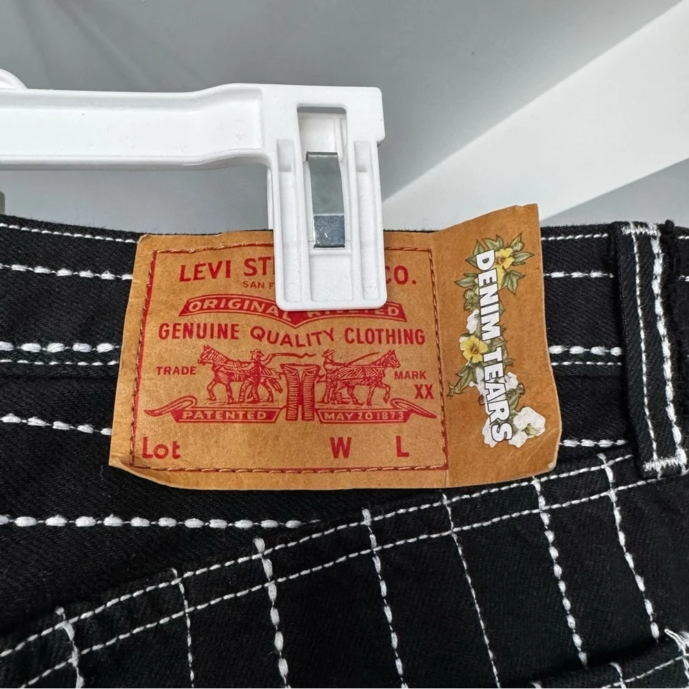 Levi's x Denim Tears Cotton Wreath Chainstitch Stripe 501 Jeans Black W36 L32